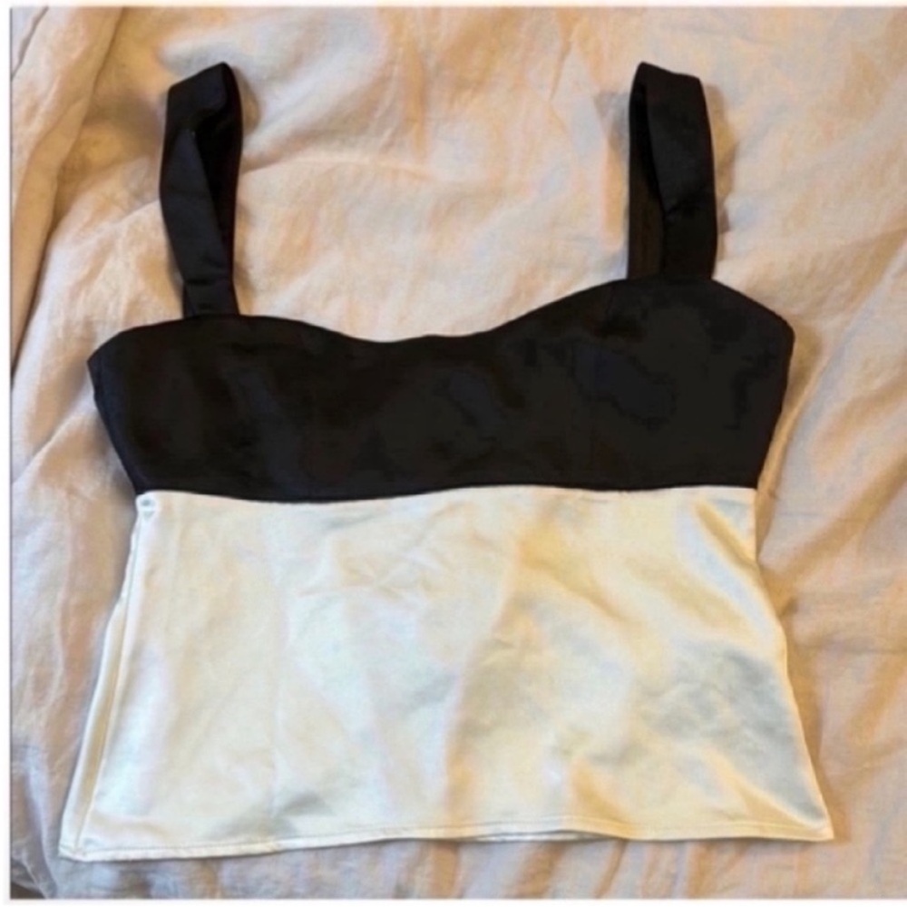 Princess Polly Satin Black and White Tank Top - Picture 3 of 3